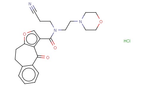 4H-BENZO(4,5)CYCLOHEPTA(1,2-B)FURAN-3-CARBOXAMIDE, 9,10-DIHYDRO-N-(2-C YANOETHYL)-N-(2-(4-MORPHOLINY